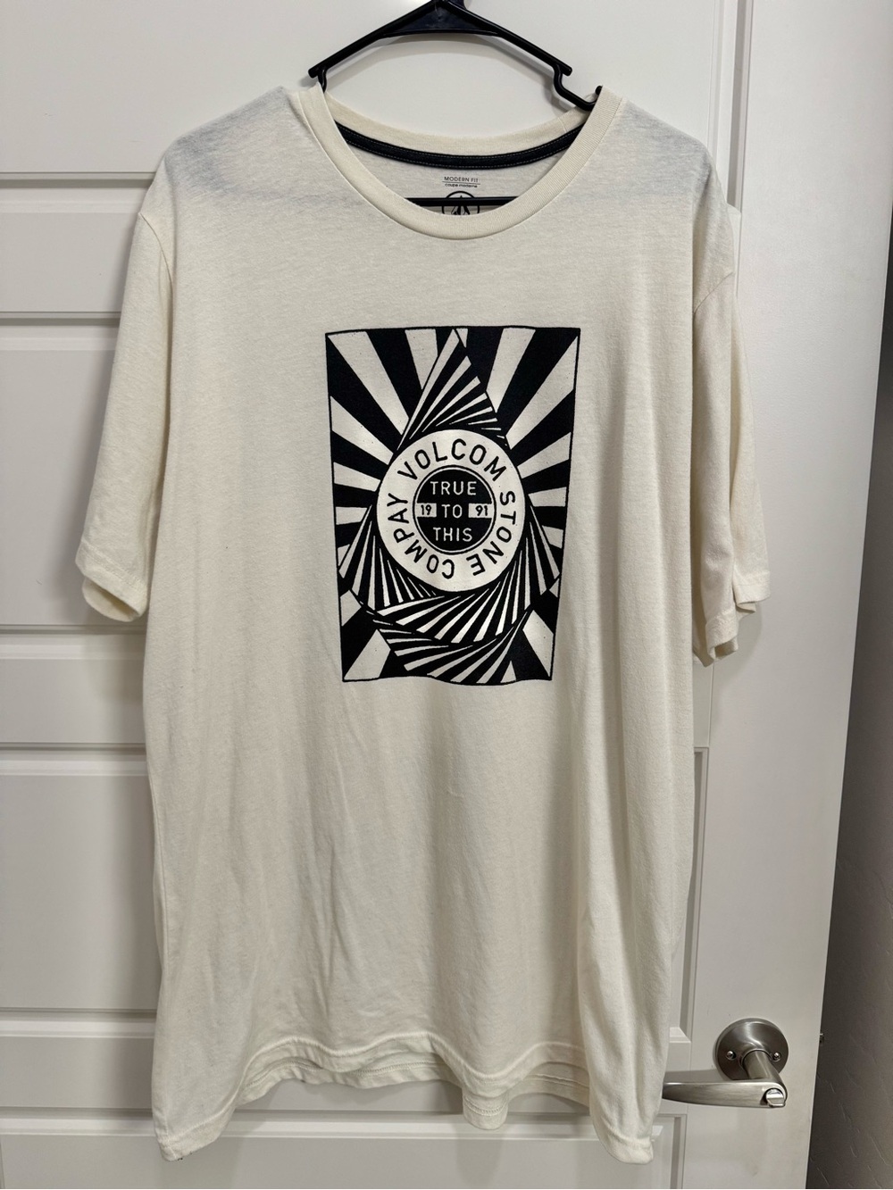 Volcom Cream Short-Sleeve Graphic Tee with Black Print